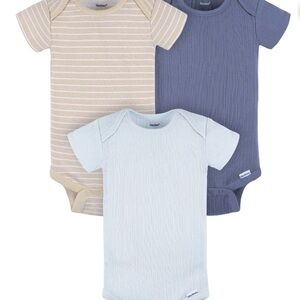 Gerber Baby Bodysuit Trio - Blue, Beige, and Light Blue
